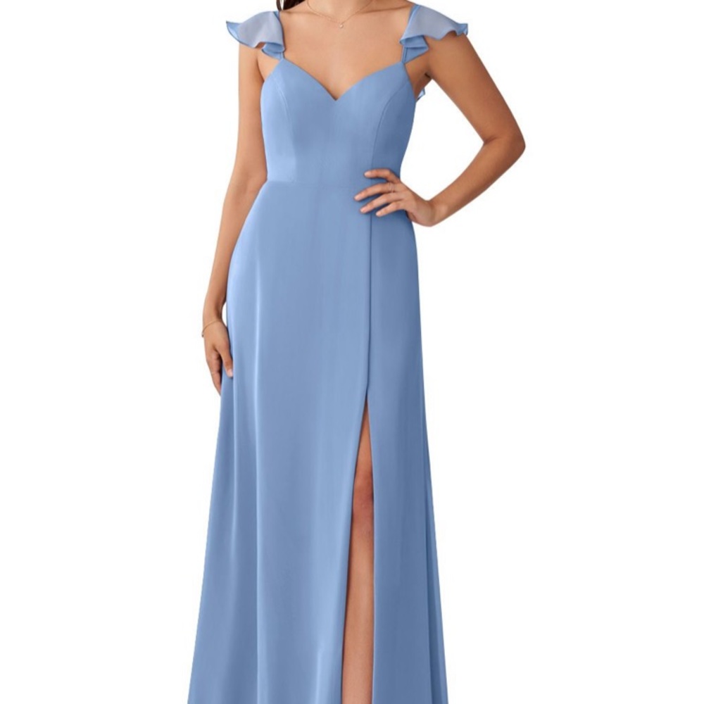 Azazie Everett Bridesmaid Dress Chiffon Steel Blue